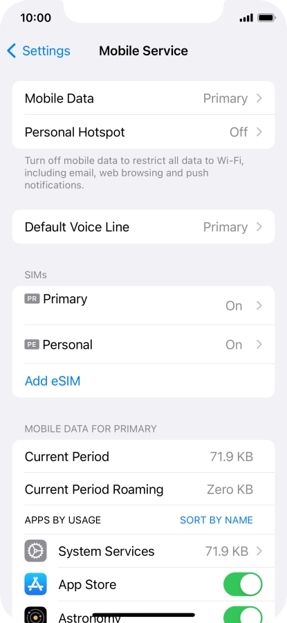 Press Mobile Data.