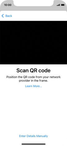 Place the QR code you've received inside the phone camera frame to scan the code. If you’ve deleted your eSIM, you can re-add it using your existing QR code. If you’re having problems, see our FAQ.