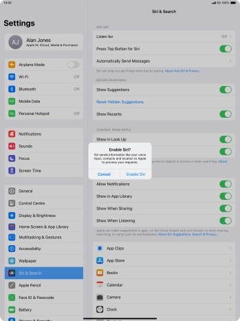 Press Enable Siri.
