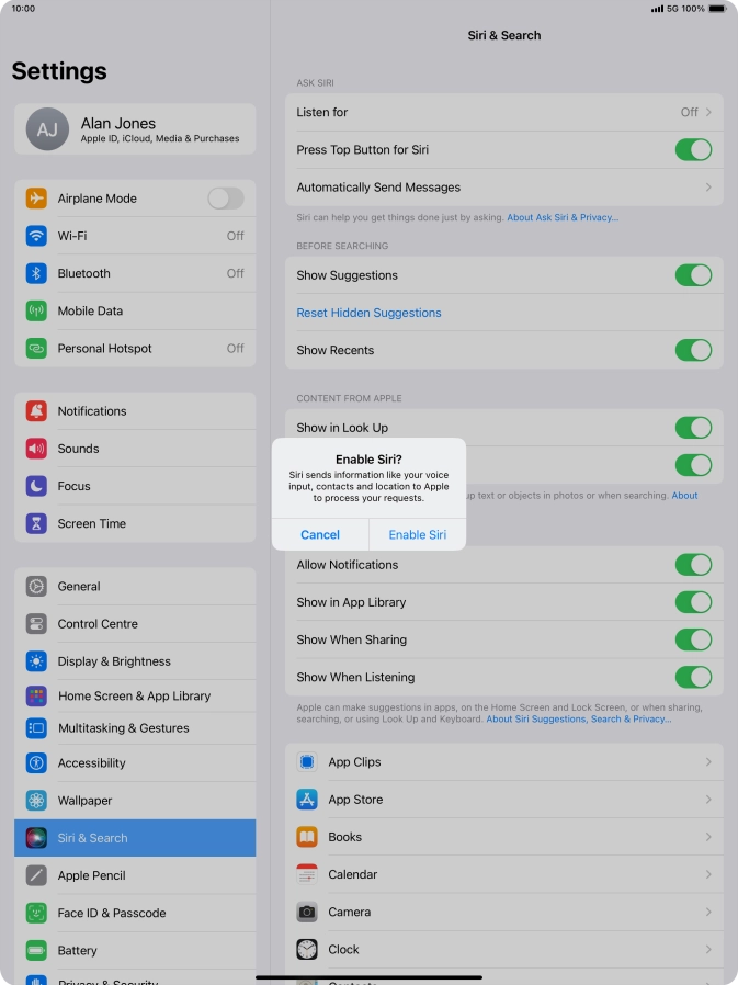 Press Enable Siri.