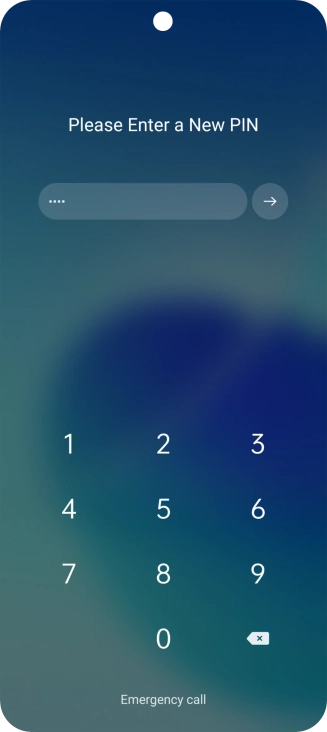 Key in a new four-digit PIN and press arrow right.