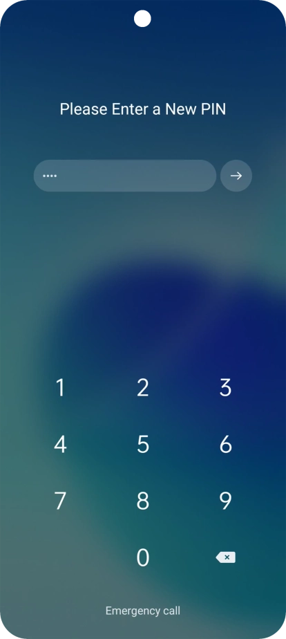Key in a new four-digit PIN and press arrow right.