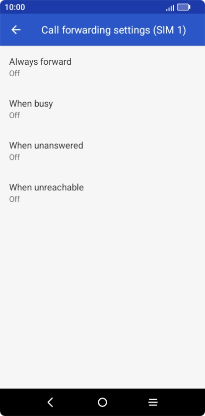 Press the required divert type.