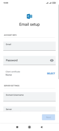 Press Password and key in the password for your email account.