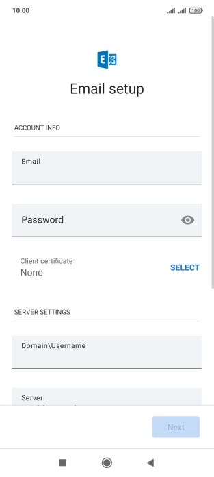 Press Password and key in the password for your email account.