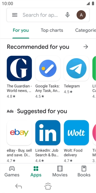 Press the search field.