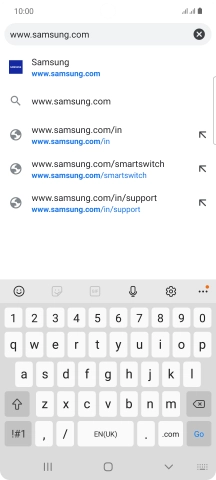 Key in the address of the required web page and press Go.