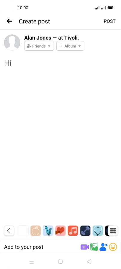 Write the required text and press POST.