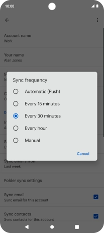 Press the required setting.