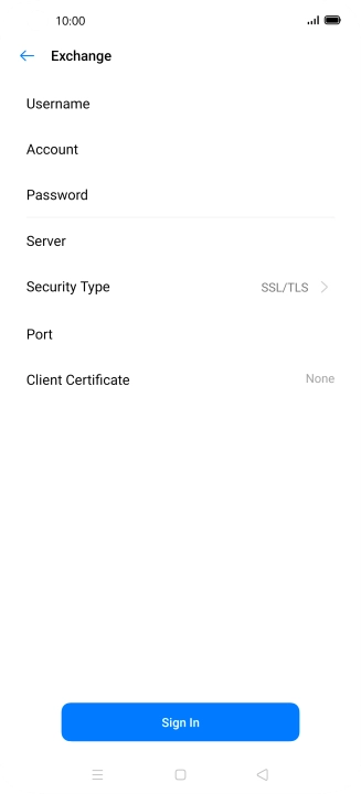 Press Username and key in the username.