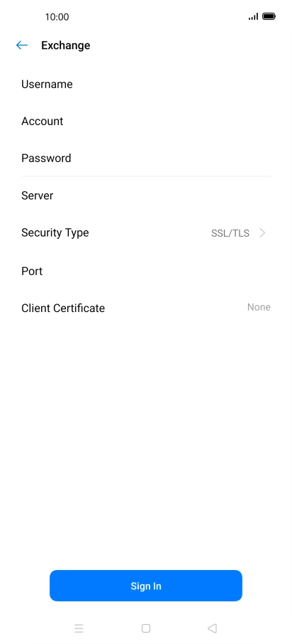 Press Username and key in the username.