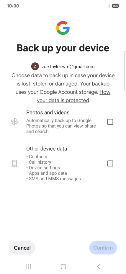 Press the fields next to the required data types to select them.