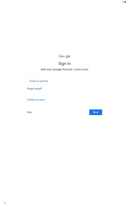 Press Email or phone and key in the username for your Google account.