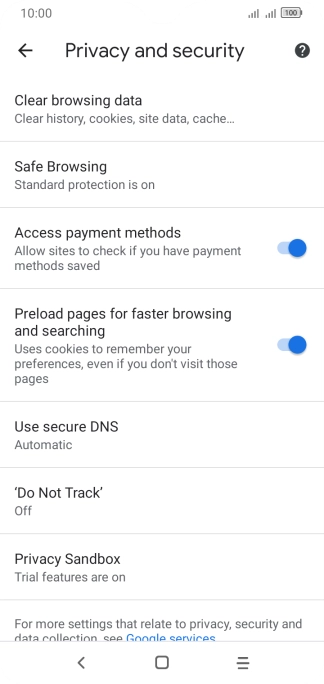 Press Clear browsing data.
