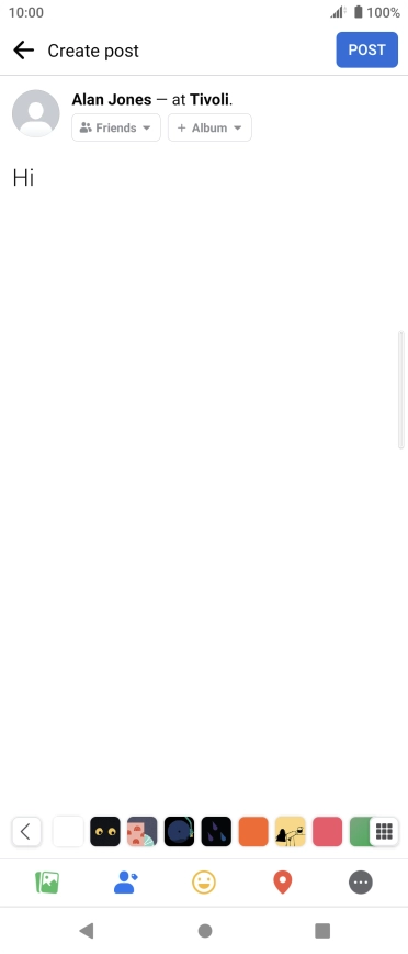 Write the required text and press POST.