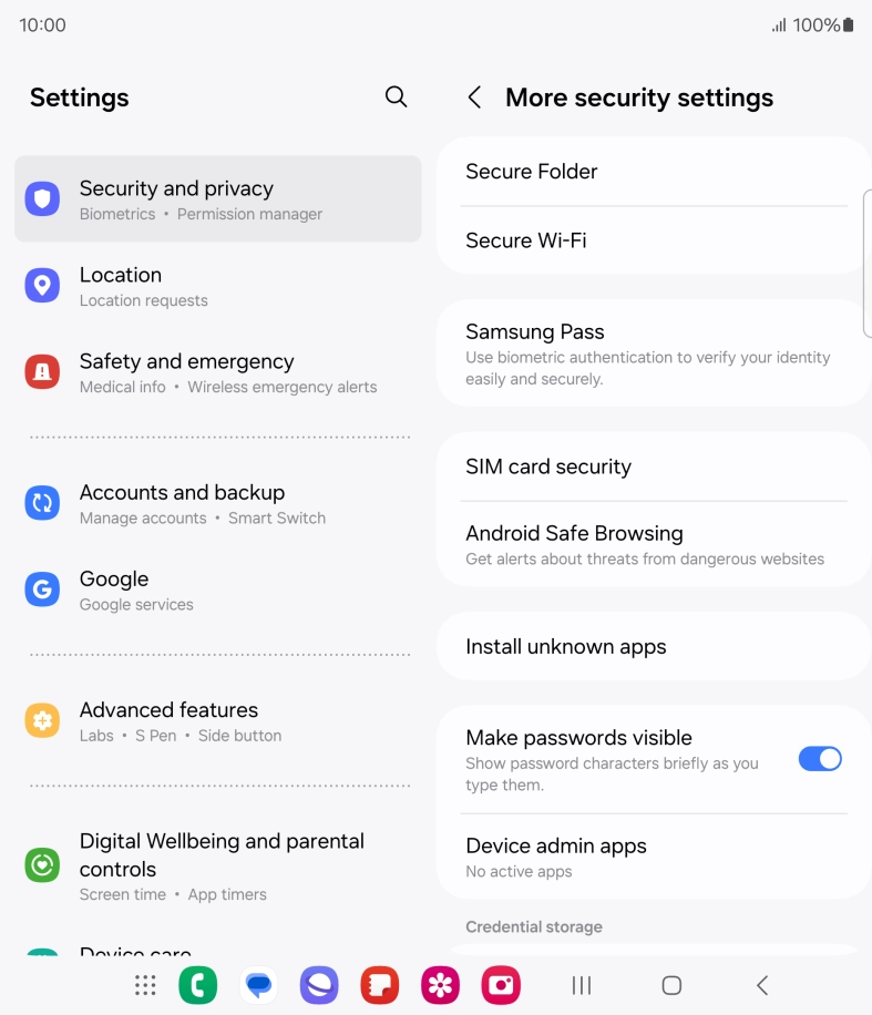 Press SIM card security.
