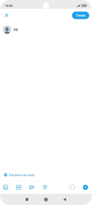 Write the required text and press Tweet.