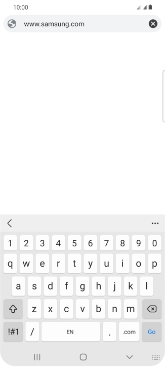 Key in the address of the required web page and press Go.