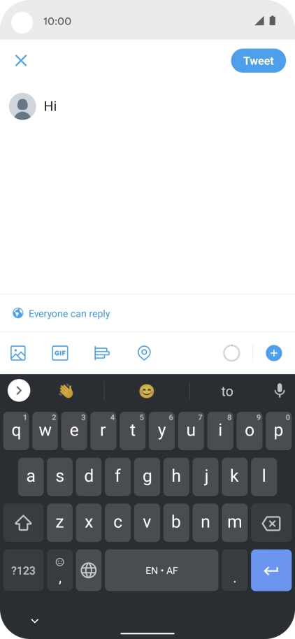 Write the required text and press Tweet.