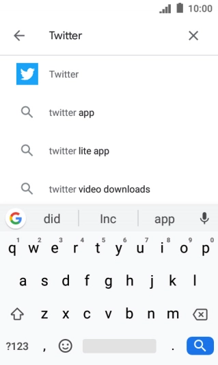 Key in Twitter and press the search icon.