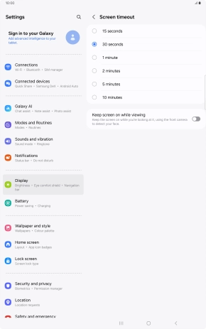 Press the required setting.