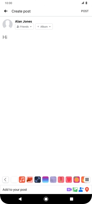 Write the required text and press POST.