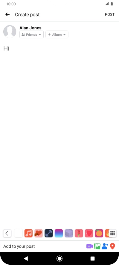 Write the required text and press POST.