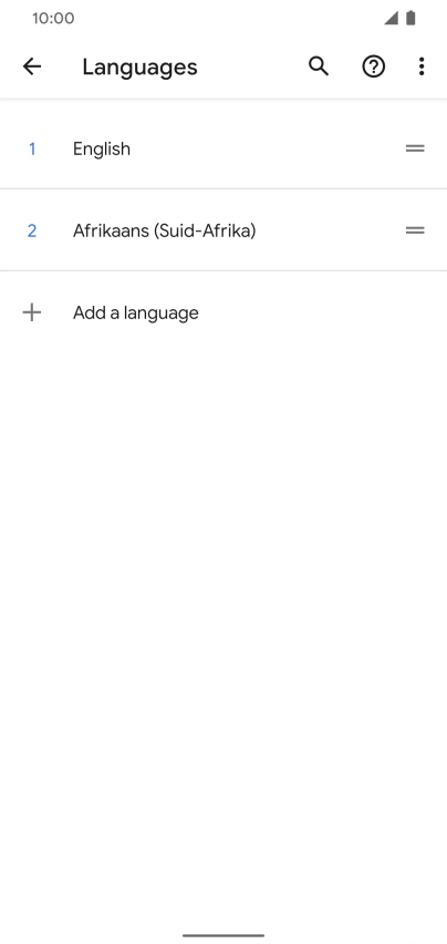 To select the new language as the default language, press the move icon next to the required language and drag it to the top of the list.