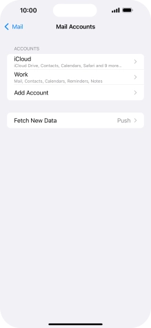 Press the name of the Exchange email account you've just set up.