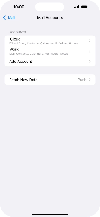 Press the name of the Exchange email account you've just set up.