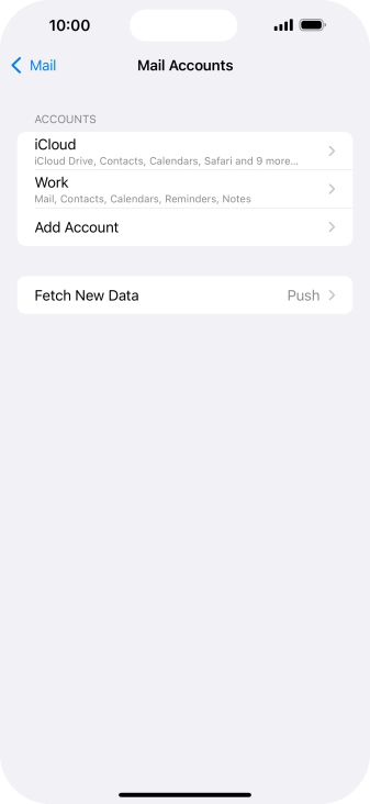 Press the name of the Exchange email account you've just set up.