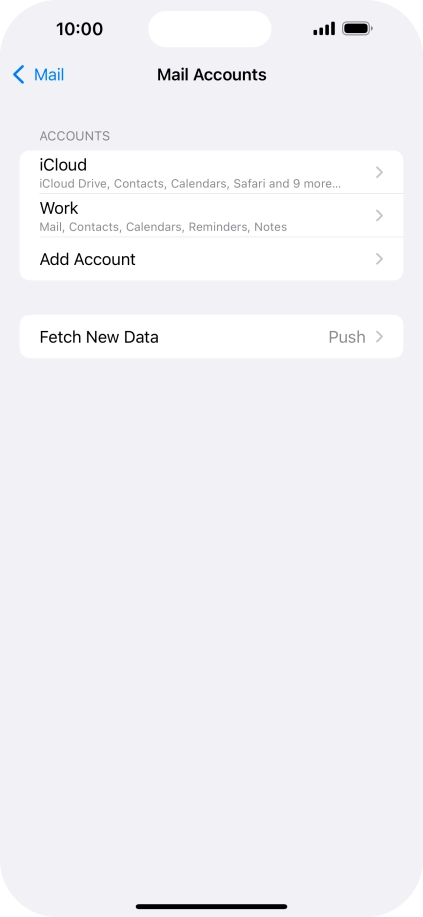 Press the name of the Exchange email account you've just set up.