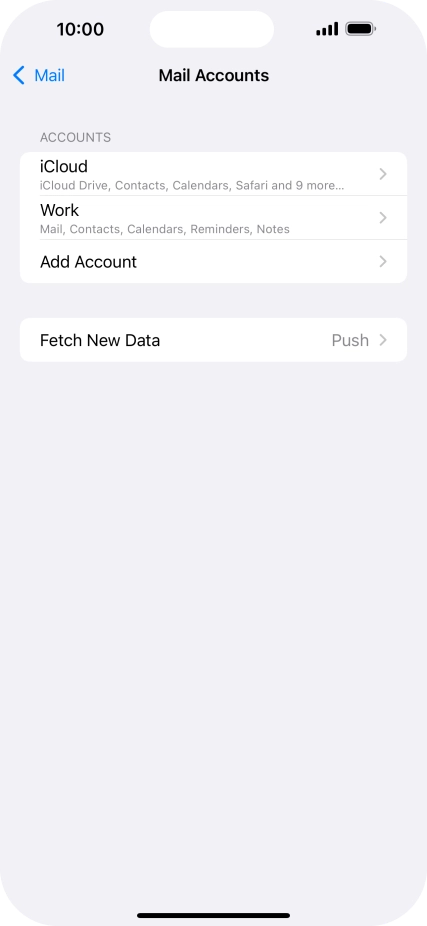 Press the name of the Exchange email account you've just set up.
