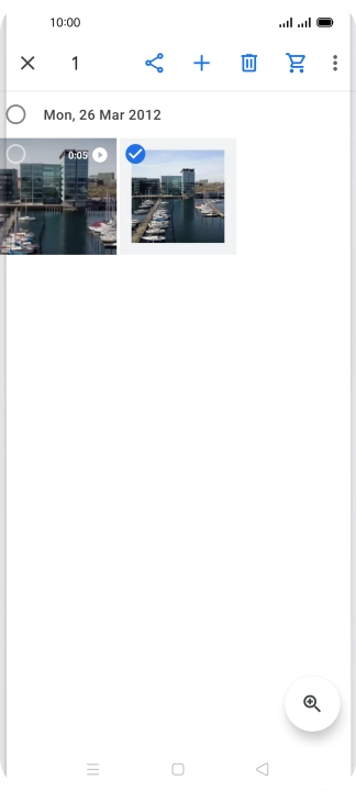 Press the required pictures or video clips to add them.