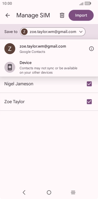 Press the required Google account.