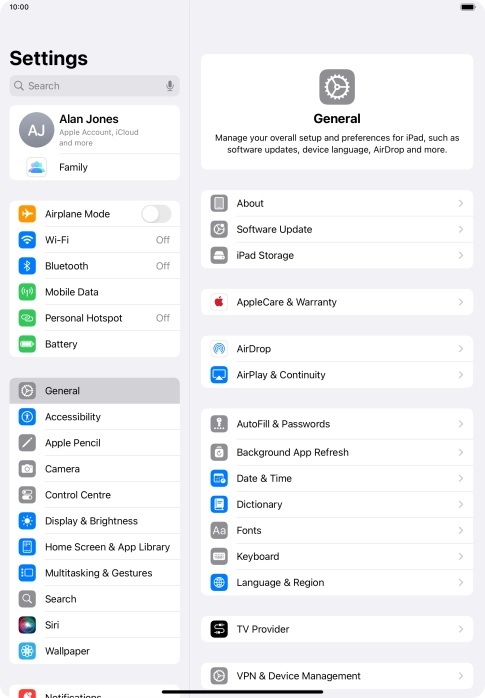 Press your Apple ID.