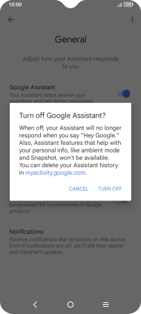 If you turn off the function, press TURN OFF.