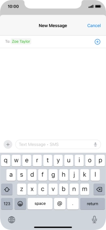 Press the text input field and write the text for your text message.
