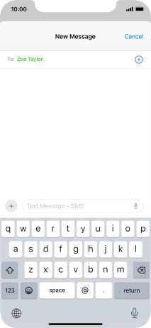 Press the text input field and write the text for your text message.