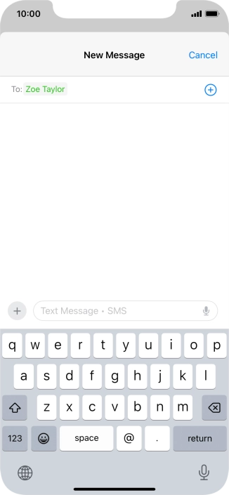 Press the text input field and write the text for your text message.