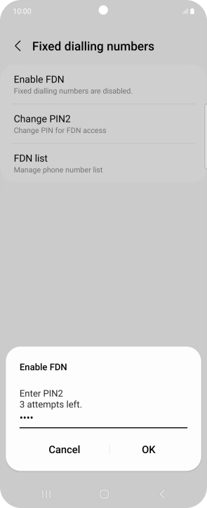 Key in your PIN2 and press OK. The default PIN2 is 1111.