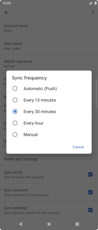 Press the required setting.
