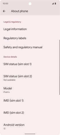 Your phone's software version is displayed below Android version.