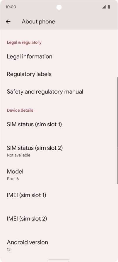 Your phone's software version is displayed below Android version.