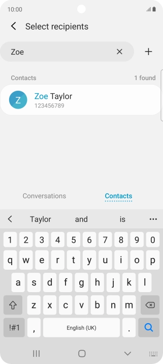 Press the required contact.