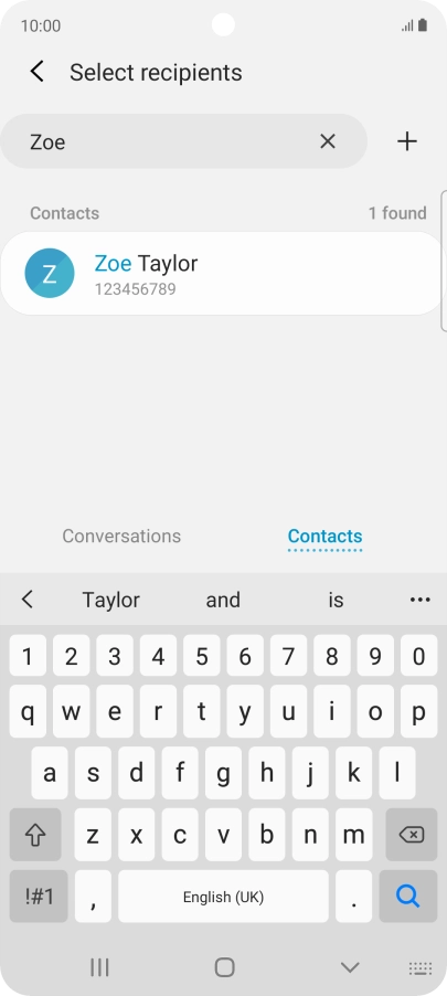 Press the required contact.