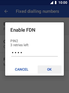 Key in your PIN2 and select OK. The default PIN2 is 1111.