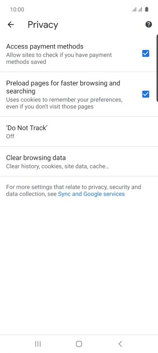Press Clear browsing data.