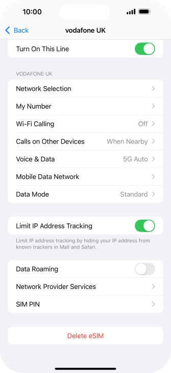 Press Delete eSIM and follow the instructions on the screen to delete your eSIM.