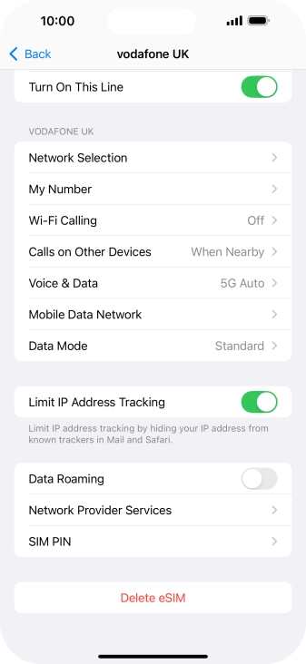 Press Delete eSIM and follow the instructions on the screen to delete your eSIM.